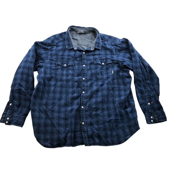 Columbia Mens Shirt Size XXL Long Sleeve Button Up Plaid Flannel Casual Blue - Picture 1 of 15